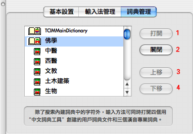 Dictionary Manager tab